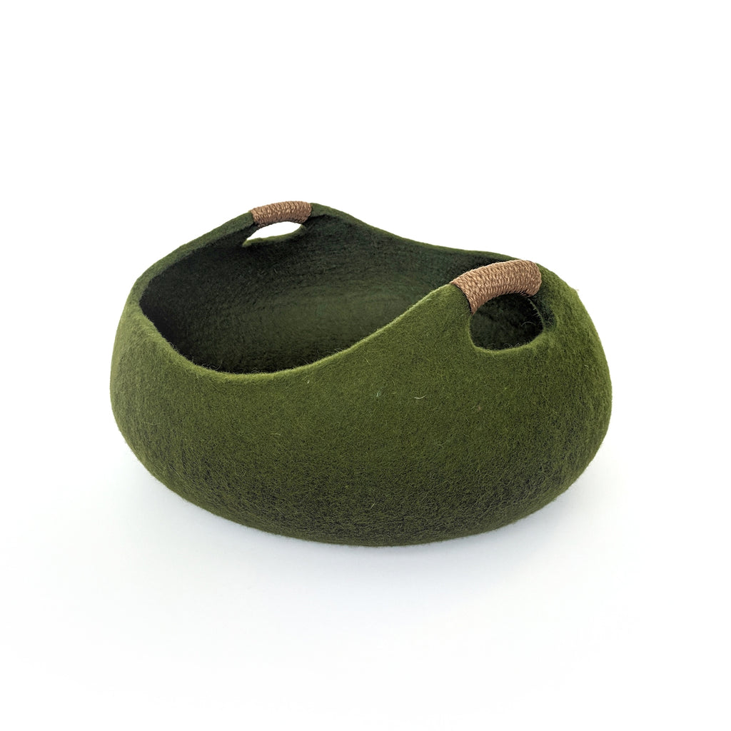ArtisanFelt™ Premium Sage Green Cat Cave - 100% Organic Merino Wool