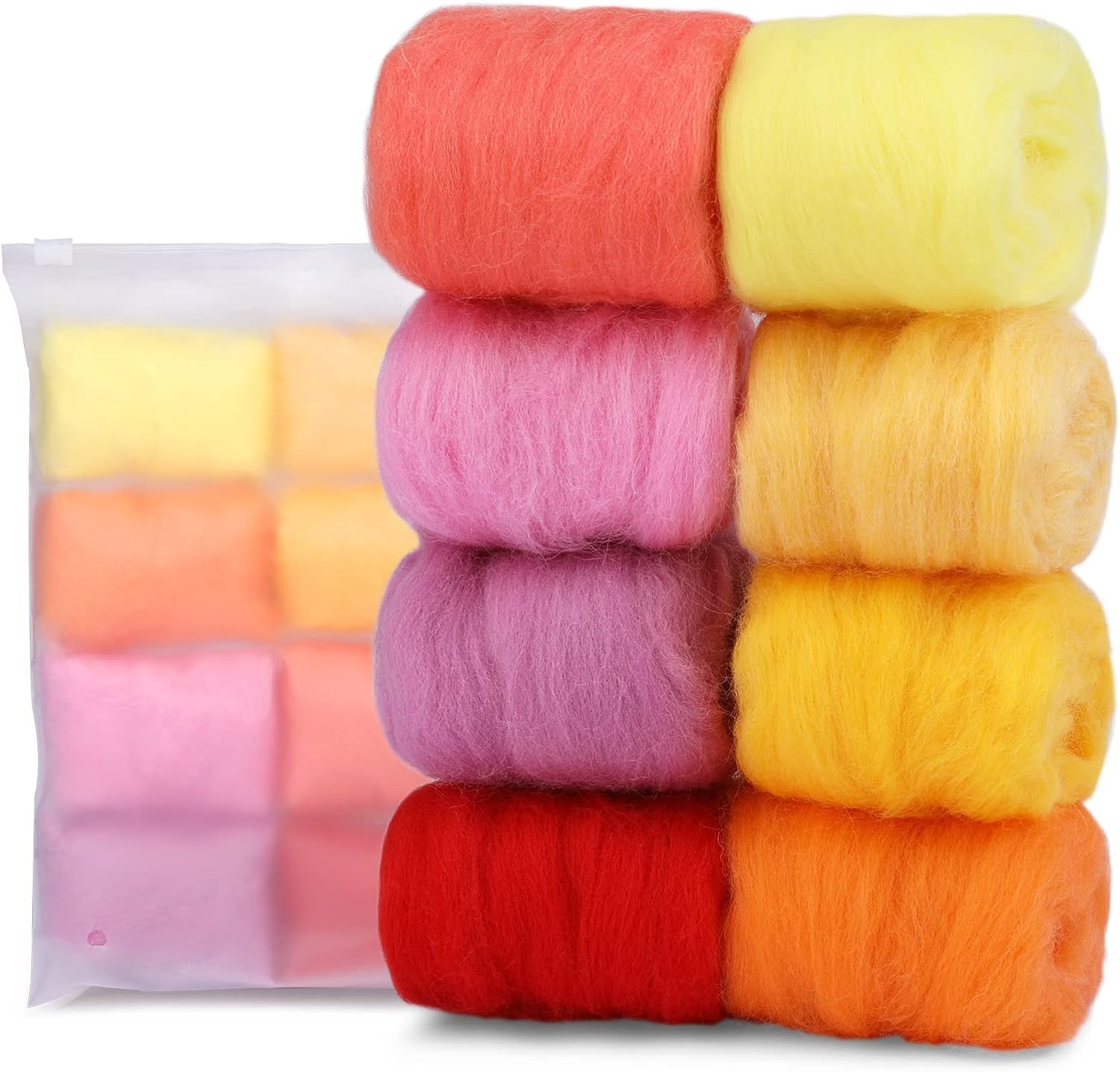 ArtisanFelt™ ArtisanFelt™ Colorful Assorted Corriedale Wool Roving Set - Handcrafted Organic Merino Wool