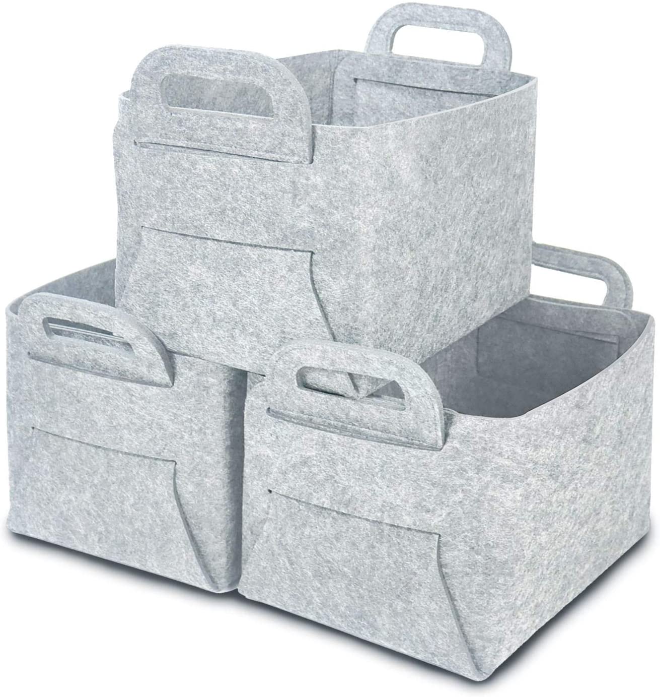 ArtisanFelt™ ArtisanFelt™ Woven Felt Storage Basket with Handles - Handcrafted Organic Merino Wool