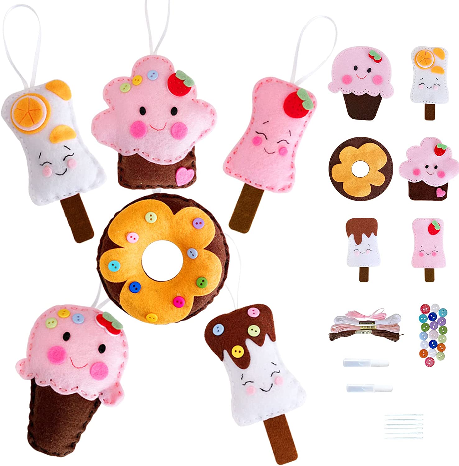ArtisanFelt™ ArtisanFelt™ DIY Felt Sewing Kit for Kids - Dessert & Treats Set - Handcrafted Organic Merino Wool